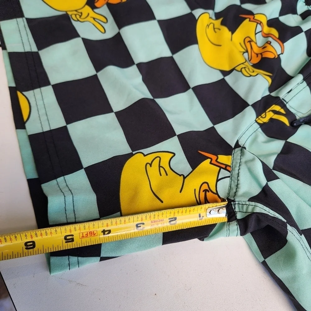 Neff Boys Ducky Swim Trunks Aqua Blue Yellow Polyester Spandex Drawstring Sz M